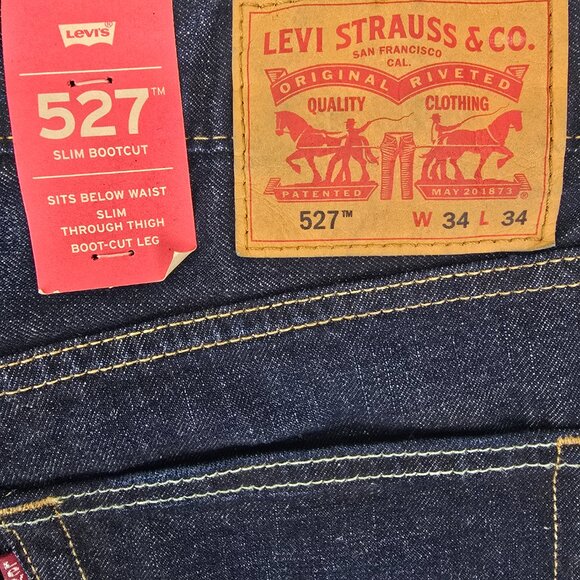 Levi’s 527 Slim Bootcut Jeans Men’s 34x34 Denim Indigo Blue Dark Wash NEW Tags - Picture 4 of 6